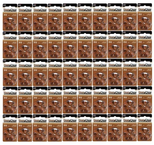 HearClear Size 312 PR41 Hearing Aid Batteries Brown Tab (300 Batteries)