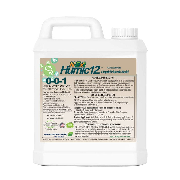 12% Humic Acid for Lawns Bio-Stimulant Liquid Fertilizer - 1 Gallon Covers 14,222 Square Feet - Increased Root Growth, Nutrient Uptake and Soil Structure