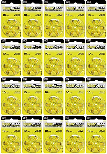 HearClear Size 10 PR230 Hearing Aid Batteries Yellow Tab (120 Batteries)