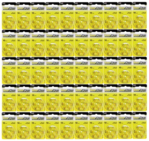 HearClear Size 10 PR230 Hearing Aid Batteries Yellow Tab (300 Batteries)
