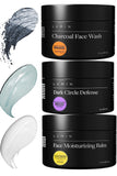 Lumin - No Baggage Trio - A skincare kit, Includes: Charcoal Face Wash Daily Detox, Daily Face Moisturizer & Dark Circle Defense Balm, Ideal for fine lines & dark circles, Suitable for all skin types