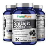 NusaPure Shilajit 4,000mg 150 Veggie Capsules - Non-GMO - Gluten Free - Bioperine