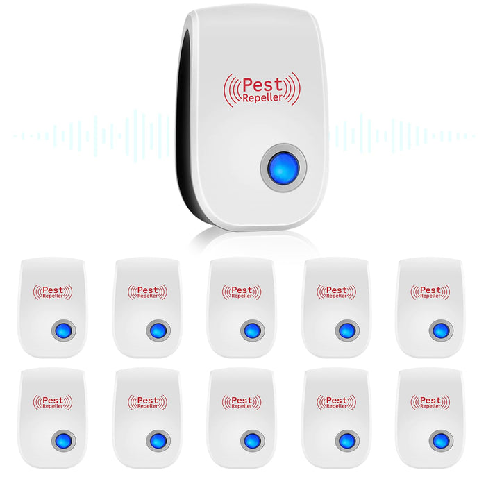 Ultrasonic Pest Repeller 10 Pack,Mosquito Repellent Plug in Pest Control Mice Repellent to Repel Flies,Spiders,Rodent,Ant,Indoor Cockroach Repellent for Home,Office,School,Safe for Adults Kids