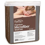ForPro Premium Microfiber 3-Piece Massage Sheet Set - Chocolate - Ultra-Light, Stain and Wrinkle Resistant - Includes Massage Flat Sheet, Massage Fitted Sheet and Massage Face Rest Cover