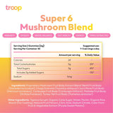 Troop Daily Super 6 Mushroom Blend for Immunity, Vitality, Mood, Balance, Gut Health, Energy - Restorative Supplement with Triple Extracted Fruit Body Blend - Vegan, Delicious Gummies, 60 Count