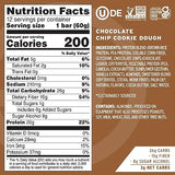 No Cow High Protein Bars, Chocolate Chip Cookie Dough, 20g Plant Based Vegan Protein, Keto Friendly, Low Sugar, Low Carb, Low Calorie, Gluten Free, Naturally Sweetened, Dairy Free, Non GMO, Kosher, 12 Pack