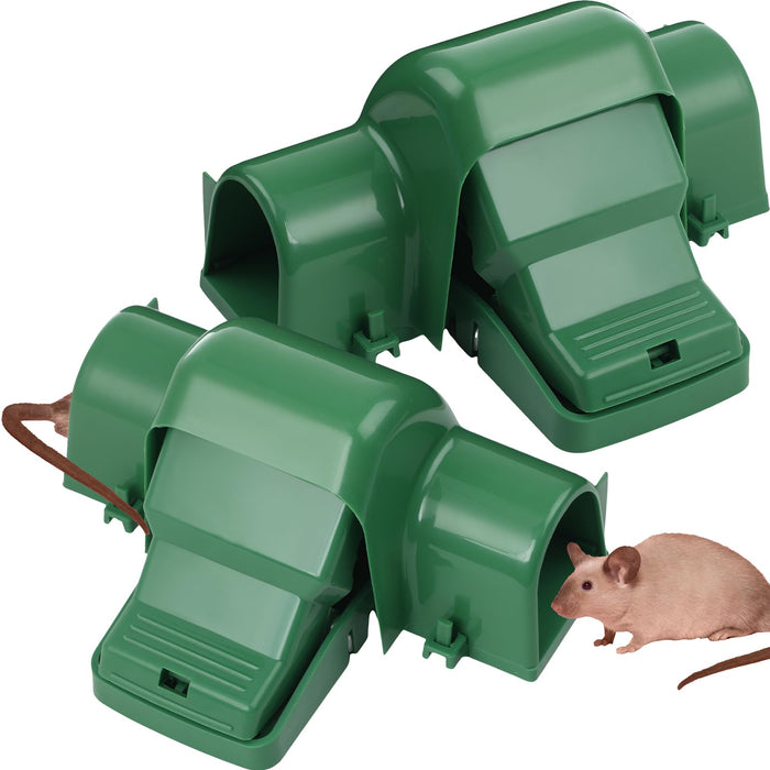 Kittmip 2 Pcs Dual Entry Large Rat Traps Tunneled Safe Pest Rat Control Rat Trap Indoor and Outdoor Pet and Child Safe Rat Traps for Home Quick Effective Mouse Catcher Sanitary (Green)