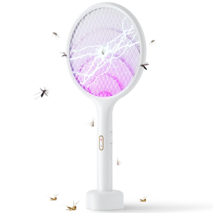 YISSVIC Electric Fly Swatter 4000V Bug Zapper Racket Dual Modes Mosquito Killer with Purple Mosquito Light Rechargeable for Indoor and Outdoor Home Office Backyard Patio Camping (1 Pack)