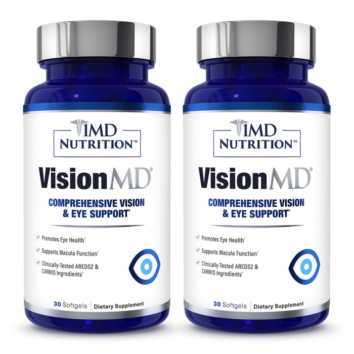 1MD Nutrition VisionMD Eye Vitamin CARMIS - with OptiLut Lutein & Zeaxanthin | Supports Vision Health, Everyday Eye Strain, & Occasional Dry Eye | 60 Softgels (2-Pack)