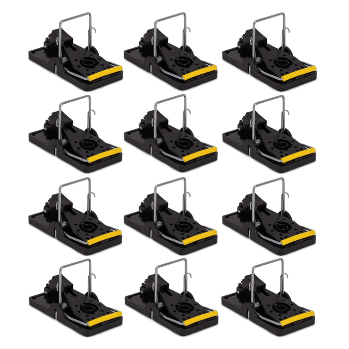 TwinTech Stainless Steel Mechanical Mouse Traps for Indoor and Outdoor Rodent Control | Reusable Rat Traps with Stainless Steel Snap Trap | Safe Mouse Snap Traps with Finger Protection | 12-Pack