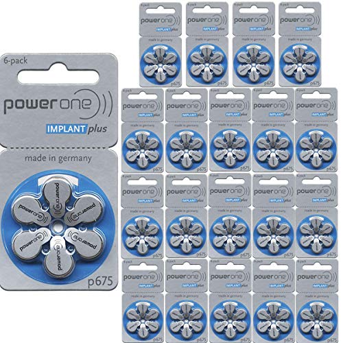 120 x Size p675 PowerOne IMPLANT Plus Cochlear Hearing Aid Batteries