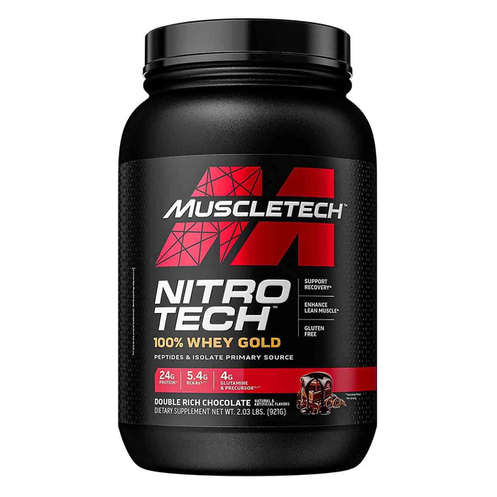 Whey Protein Powder | MuscleTech Nitro-Tech Whey Gold Protein Powder | Whey Protein Isolate Smoothie Mix | Protein Powder for Women & Men | Chocolate Protein Powder, 2 lbs (28 Serv)-package varies