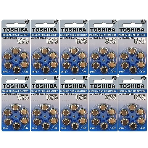 Toshiba Hearing Aid Batteries Size 675, PR44, (60 Batteries)