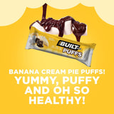 Built Puffs Bars, 12 Count Protein Bar - High Protein Energy Bars, Collagen, Gluten Free, Chocolate Covered, Low Carb, Low Calorie, Low Sugar, Delicious Protein, Healthy Snack (Banana Cream Pie)