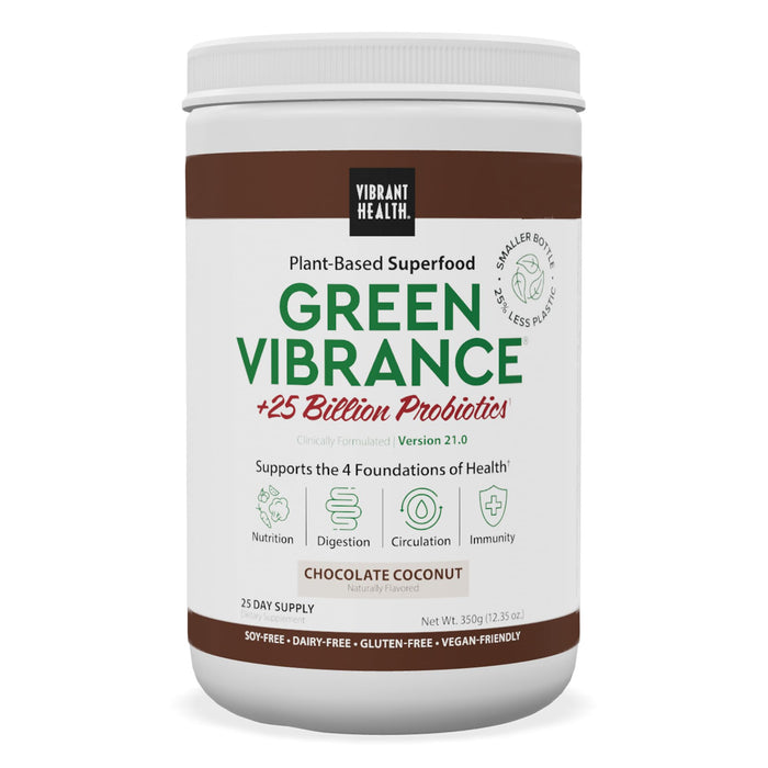 Vibrant Health, Green Vibrance, Plant-Based Superfood Powder, Vegan Friendly, Chocolate Coconut, 25 Servings