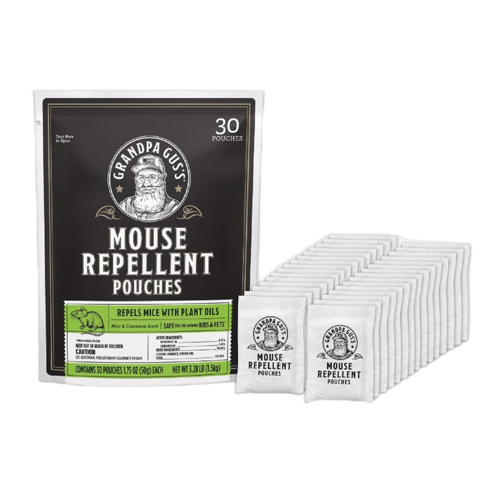 Grandpa Gus's Natural Mouse Repellent Pouches, Repel Mice from Nesting & Freshen Air in Home/Cabin/Boat/Car Storage/RV/Machinery/Shed, 1.75 Oz (30 Pouches)