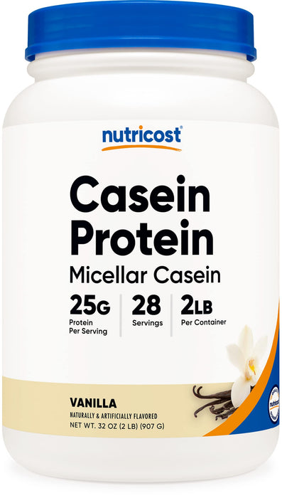 Nutricost Casein Protein Powder 2lb Vanilla - Micellar Casein, Gluten Free, Non-GMO
