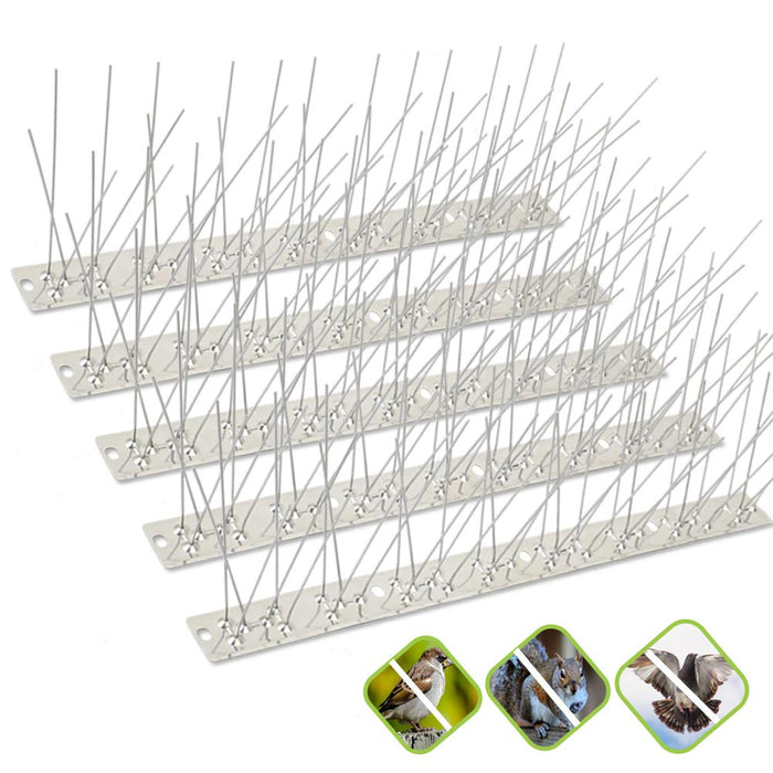 Valibe Bird Spikes for Small Birds Pigeons 43 Feet Coverage 40 Pack Stainless Steel Bird Spikes Kit Metal Bird Deterrent Spikes with Uninstalled Pins