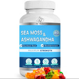 Sea Moss Ashwagandha Gummies - Organic Irish Seamoss & Ashwagandha Root Supplements for supporting Energy & Immunity for Men & Women