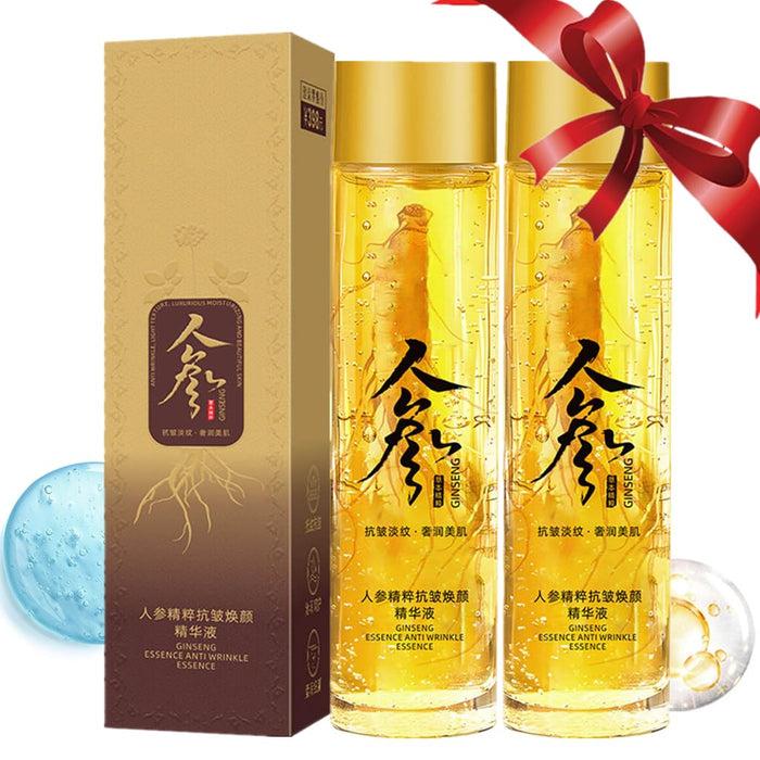 2pc Peptide Anti-Wrinkle Ginseng Serum, Hydration Ginseng Oil Essence Water, Ginseng Anti Wrinkle Serum, Ginseng Essence, Ginseng Serum for Tightening Sagging Skin Reduce Fine Lines