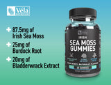 Véla Irish Sea Moss Gummies | 3,000mg per Serving | Burdock Root & Bladderwrack | 60 Gummies | Non-GMO, 3rd Party Tested
