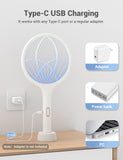 YISSVIC Electric Fly Swatter 4000V Bug Zapper Racket Dual Modes Mosquito Killer with Purple Mosquito Light Rechargeable for Indoor Home Office Backyard Patio Camping (White)