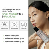 JUMISO Snail Mucin 95% + Peptide Essence 4.73 fl.oz / 140ml | Hydrating Serum with Snail, Face Moisturizer for Dry Skin, Daily Deep Hydration, Korean Skincare