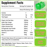 Vegan Irish Sea Moss Gummies with Apple Cider Vinegar Pomegranate Beet Root Bladderwrack Burdock Vitamin C & Zinc Supplement for Digestion Mood Energy & Immune Support, Apple Flavor