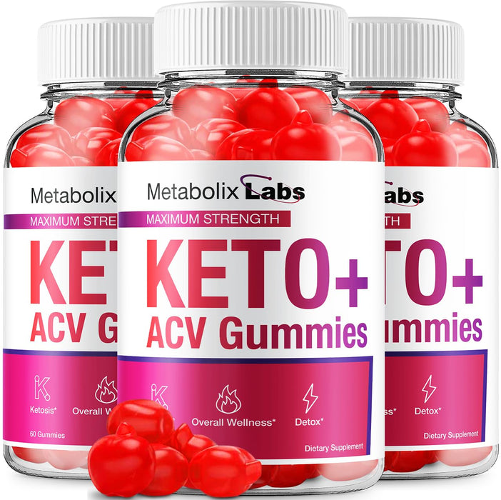 (3 Pack) Metabolix Labs Keto ACV Gummies - Advanced Formula Metabolix Keto Plus ACV Gummies Apple Cider Vinegar Metabolix ACV Dietary Supplement Men Women (180 Gummies)