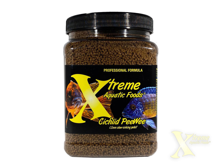 Xtreme Aquatic Fish Food - Nutritionally Balanced Professional Formula - Balanced Amino Acid Profile and No Hormones - Made in USA - Slow Sinking Cichlid Peewee Pellets (1.25 lbs)