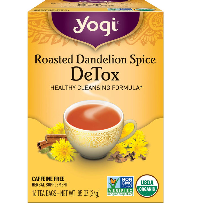 Yogi Tea Roasted Dandelion Spice DeTox Tea - 16 Tea Bags per Pack (6 Packs) - Organic DeTox Tea - Includes Roasted Dandelion Root, Dandelion Root, Cinnamon Bark, Cocoa Shell & More