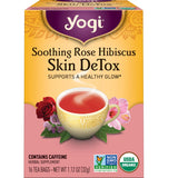 Yogi Tea Soothing Rose Hibiscus Skin DeTox Tea - 16 Tea Bags per Pack (6 Packs) - Organic DeTox Tea to Support Skin Health - Includes Green Tea Leaf, Rose Petal, Honeybush Leaf, Hibiscus & More