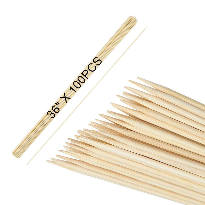 HOPELF 36" Natural Bamboo Skewers Sticks for Marshmallows，S'Mores，BBQ，Kabob，Grilling，Barbecue，Roasting，Camping.More Size Choices 6"/8"/10"/12"/14"/30"(100 PCS)