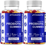 Vitamatic 2 Pack Sugar Free Probiotic Gummies for Men and Women 5 Billion CFUs - Digestive, Immune & Gut Health - Gluten Free