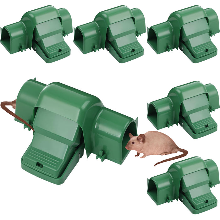 Kittmip 6 Pcs Dual Entry Large Rat Traps Tunneled Safe Pest Rat Control Rat Trap Indoor and Outdoor Pet and Child Safe Rat Traps for Home Quick Effective Mouse Catcher Sanitary (Green)