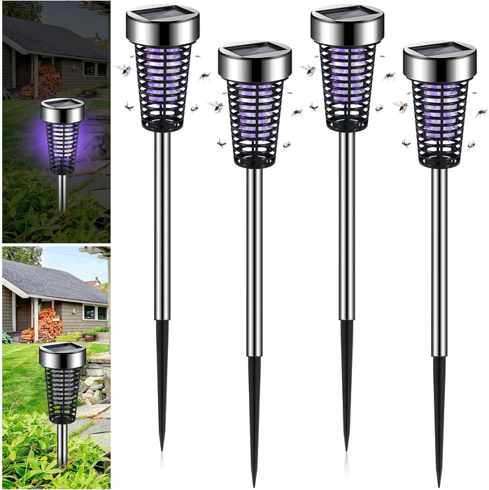 4 Pack Mosquito Zapper Solar Bug Zapper Outdoor Waterproof Mosquito Killer for Patio Yard Garden Pathway Mosquito Repellent Lighting Lamp