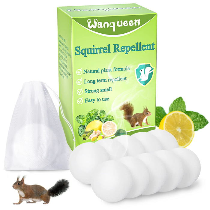 10 Pack Squirrel Repellent, Mouse Rodent Repellent for Car Engines, Peppermint Oil Squirrel Deterrent Pest Control Yard, Outdoor