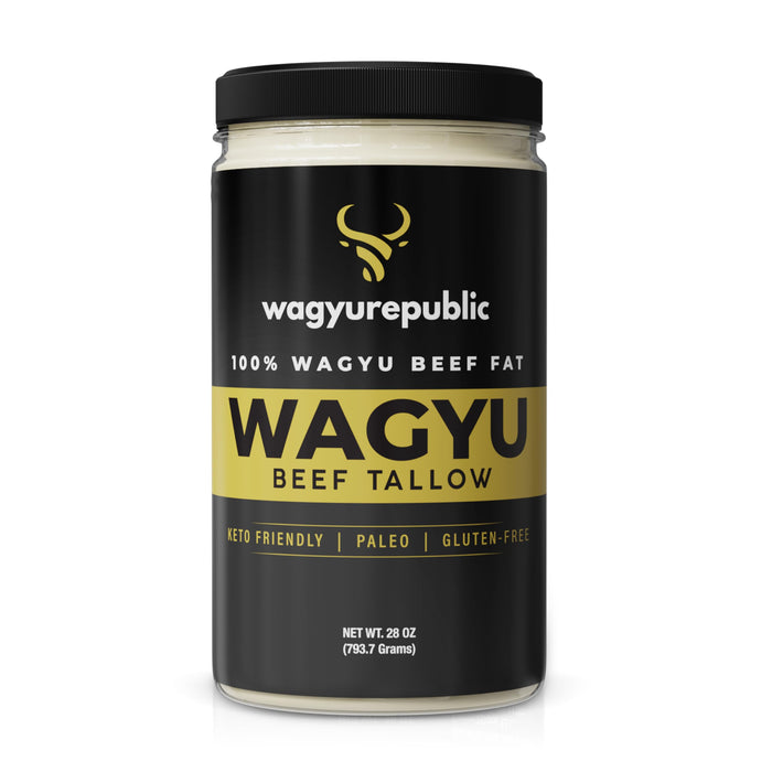 Wagyu Republic Beef Tallow ⎸ Grass Fed Wagyu Beef Tallow, Great for Cooking Steak or as Tallow Balm ⎸ Keto, Gluten Free Protein Snacks for Adults, Perfect for Whole 30 or Carnivore Diet ⎸ 28oz Jar