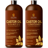 INFINA ESSENTIALS Castor Shampoo and Conditioner Set Hair Growth with Rosemary & Peppermint Oil - Cleanse, Strengthen & Shine, Anti-Hair Loss for Men & Women - 16 fl oz