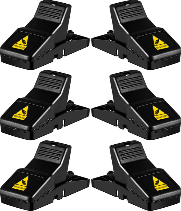Feeke Rat Trap, Large Mouse Traps, Mouse Traps Indoor for Home, Instant Kill Traps for Mouse Rat Chipmunk, Quick Set Up and Reusable - 6 Pack, Black