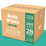 Body Wipes - (28 Packs) - 280 XL Bath Wipes for Adults No Rinse, Adult Wipes for Elderly - Body & Face Gentle Skin Cleansing, Shower Wipes Bathing for Travel, Elderly, Car, Gym, Camping (8x12 Inch)