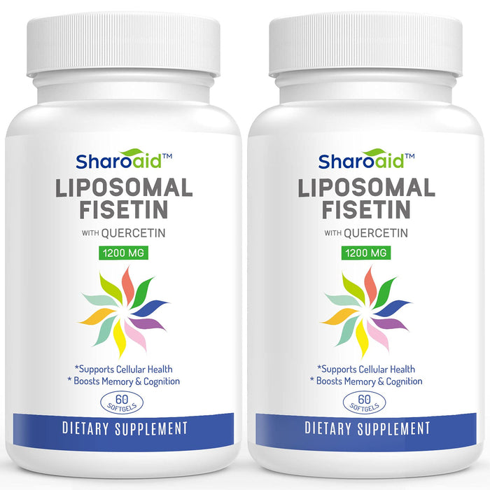 Sharoaid Liposomal Fisetin with Quercetin Supplements 1200 mg per Serving,High Absorption Polyphenols Antioxidants for Women,Men,Non-GMO,Gluten-Free,2 Bottle-120 Softgels