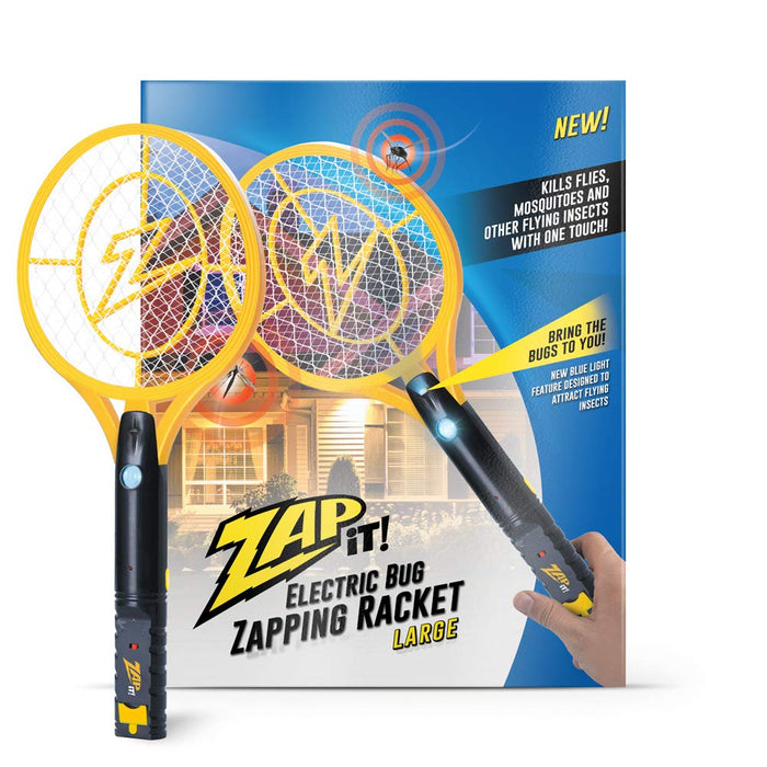 ZAP IT! Bug Zapper Rechargeable Bug Zapper Racket W/ Blue Light Attractant, 4,000 Volt, USB Charging Cable