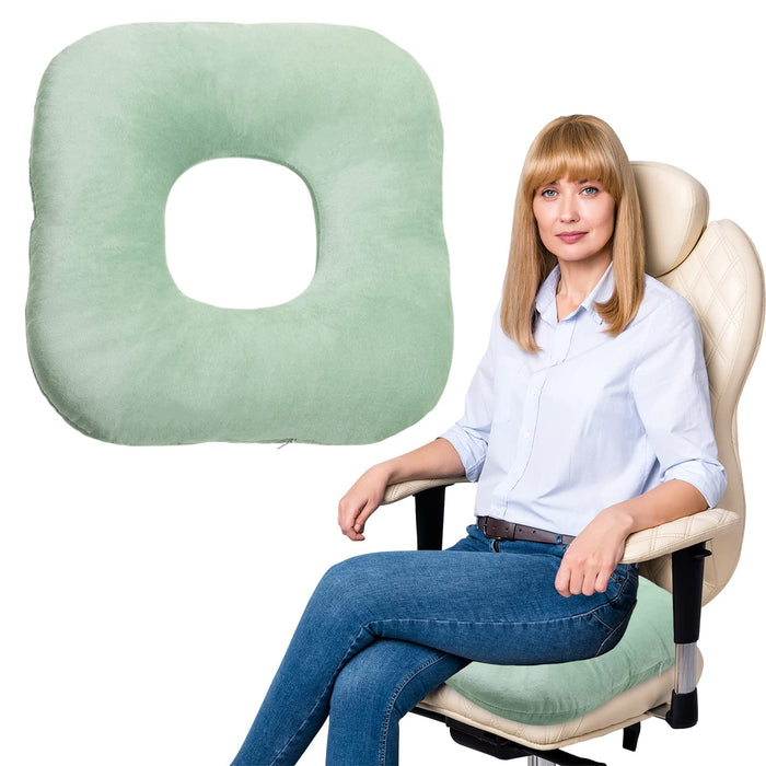 Vinban Stuffed Donut Pillow Seat Cushion | for Tailbone and Coccyx Pain, Hemorrhoids, Bed Sores, Pregnancy, Prostate, Surgery Recovery, Sitting Pressure Relief, for Home, Office and Car (Moss Green)