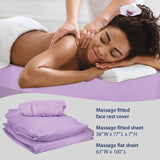 ForPro Premium Microfiber 3-Piece Massage Sheet Set, Lavender, Ultra-Light, Stain and Wrinkle-Resistant, Includes Massage Flat Sheet, Massage Fitted Sheet, and Massage Face Rest Cover