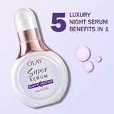 Olay Super Serum Night Repair Trial Size 5-in-1 Lightweight Skin Cell Renewing Face Serum, 0.4 fl oz, Wrinkle Correcting Skin Care Treatment with Salicylic Acid, Niacinamide, Lactic Acid, Glycerin