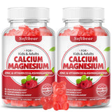softbear Calcium Magnesium Zinc Gummies, Sugar Free Calcium Supplement for Women Men, High Absorption Calcium with Vitamin D3 Gummies for Bone & Muscle Health, Vegan Raspberry Flavor - 120 Count