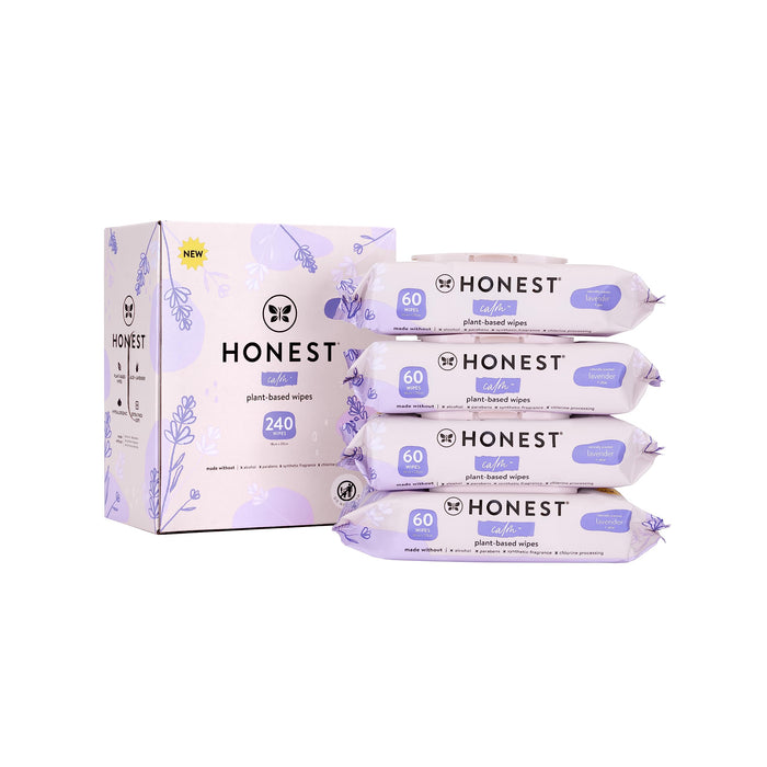 The Honest Company Calm + Cleanse Benefit Wipes | Cleansing Multi-Tasking Wipes | 99% Water, Plant-Based, Hypoallergenic | Lavender, 240 Count