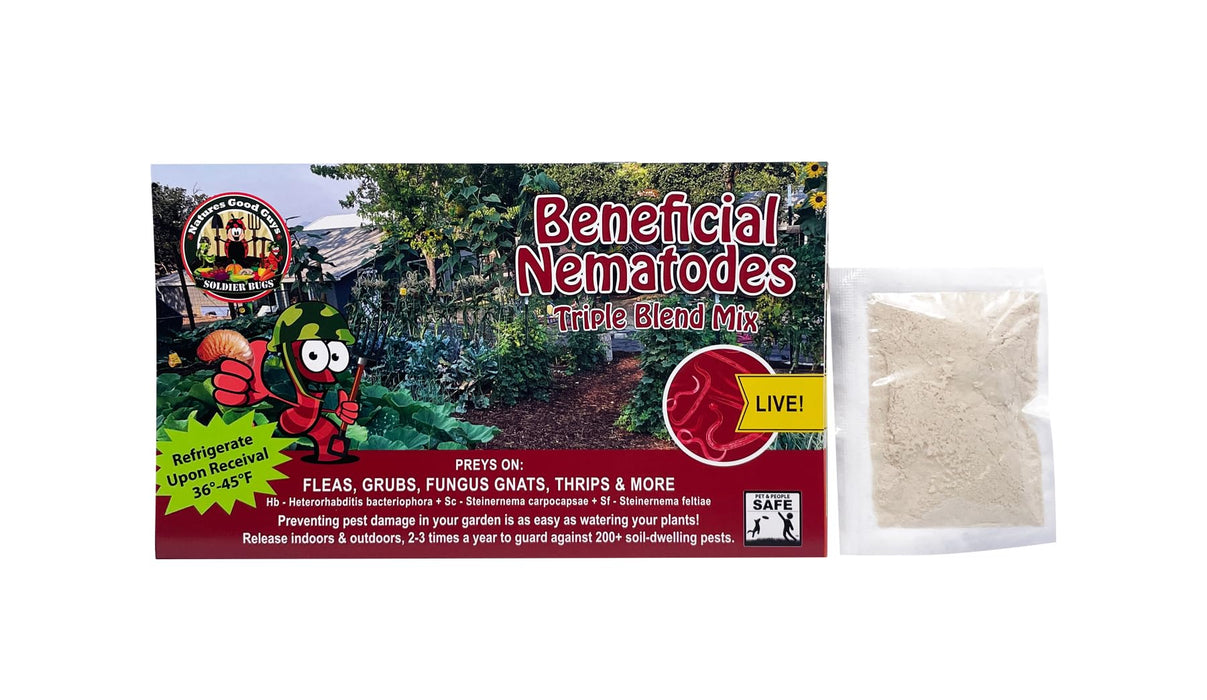 NaturesGoodGuys Beneficial Nematodes For Insects Triple Blend Pack HB+SC+SF (5 Million)