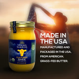 Spring Sunrise Organic Grass Fed Cultured Ghee Butter - USDA Certified Organic Clarified Butter - Paleo, Keto Friendly, Non-GMO, Gluten, & Lactose Free Cooking Oil - Sustainably Sourced (16oz Jar)